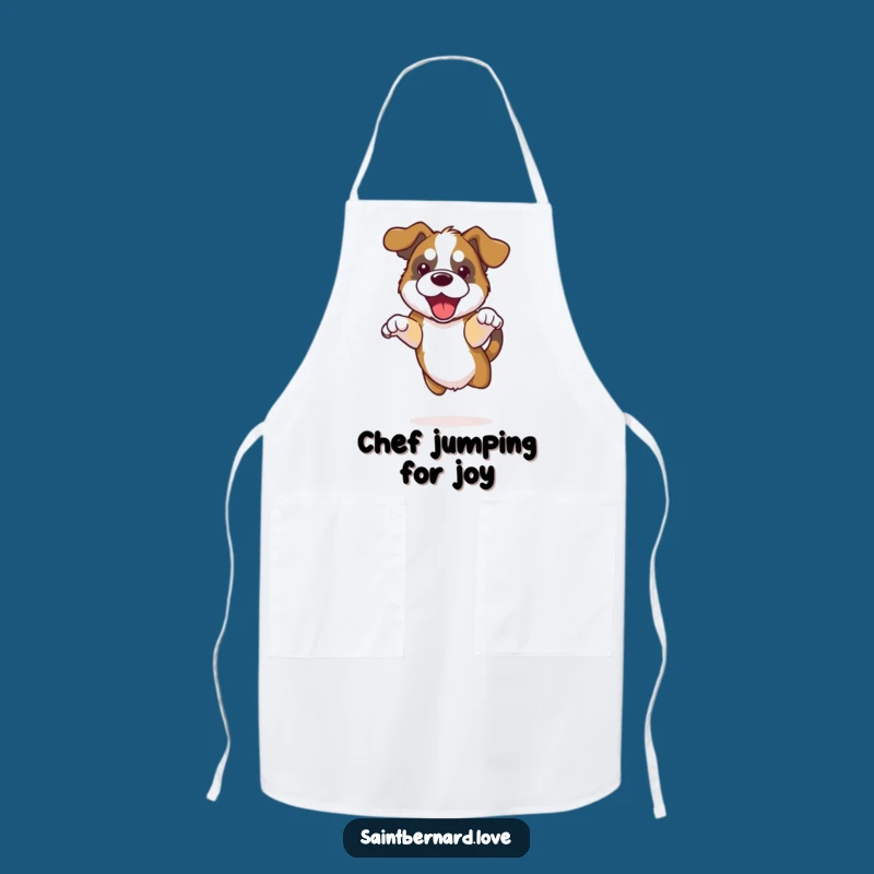 Funny Kawaii Saint Bernard Apron - Kitchen Jump with Floppy Ears