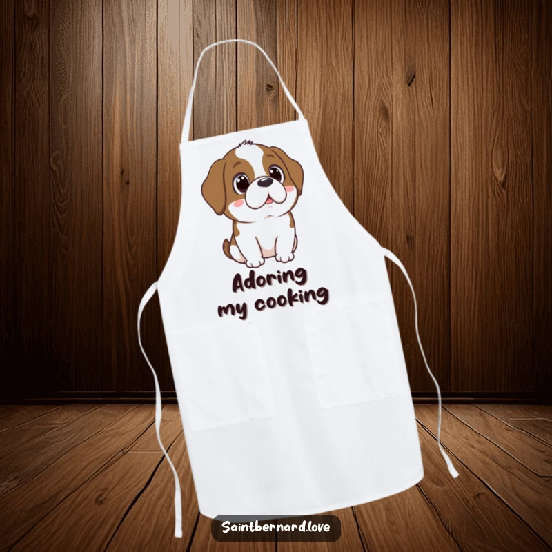 Funny Kawaii Saint Bernard Apron: A dog with adoring eyes, adding warmth to cooking.
