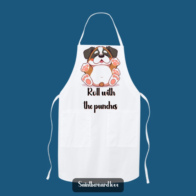 Funny Saint Bernard Apron - Kawaii Rolling Chef Dog Paws Up Gift