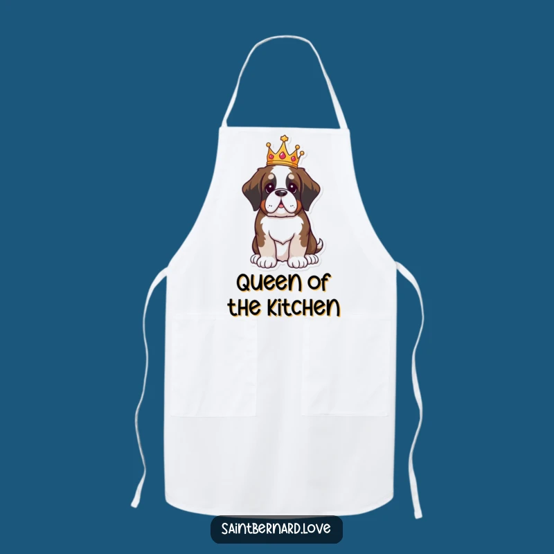 Funny Saint Bernard Apron: Royal Kawaii King, Humorous Cooking Gift
