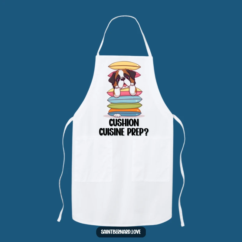 Funny Saint Bernard Cushion Apron - Hilarious Kitchen Gift for Dog Lovers