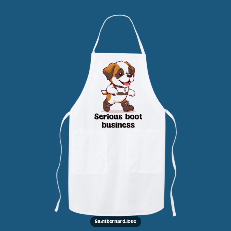Funny Saint Bernard Marching Chef Apron - Hilarious Dog Lover Kitchen Gift