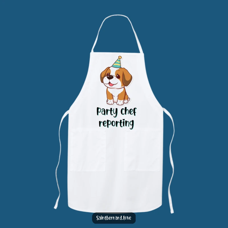 Funny Saint Bernard Party Hat Apron - Festive Kitchen Dog Accessory, Gift