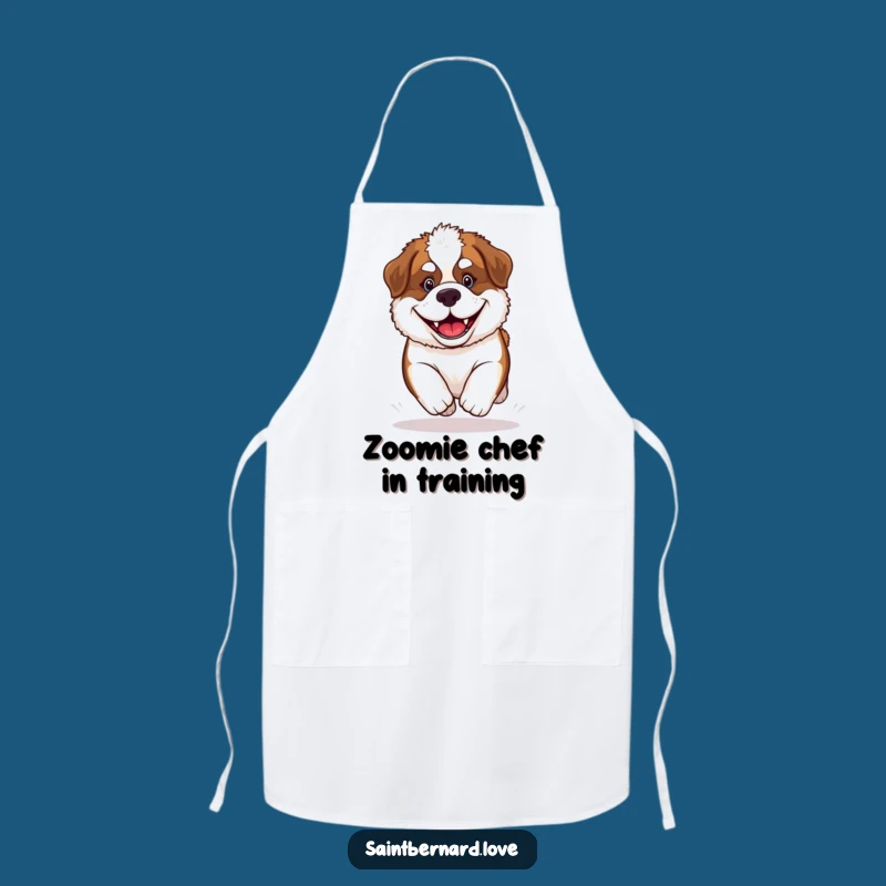 Funny Saint Bernard Puppy Apron: Grinning Chef Dog, Kitchen Fun, Perfect Gift