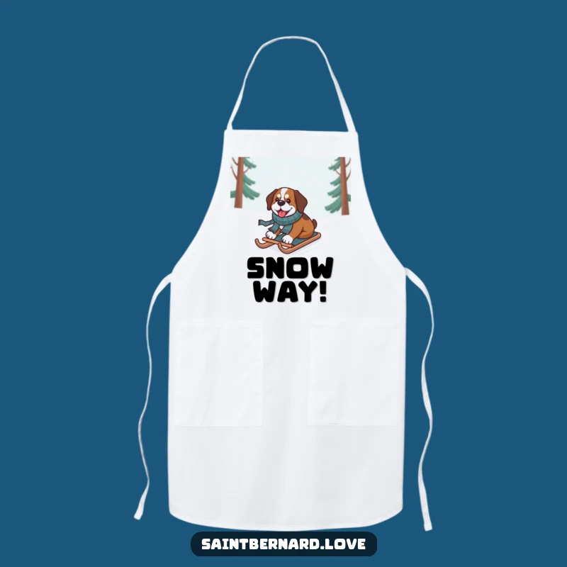 Funny Sledding Saint Bernard Apron - Winter Dog Kitchen Wear, Great Funny Gift