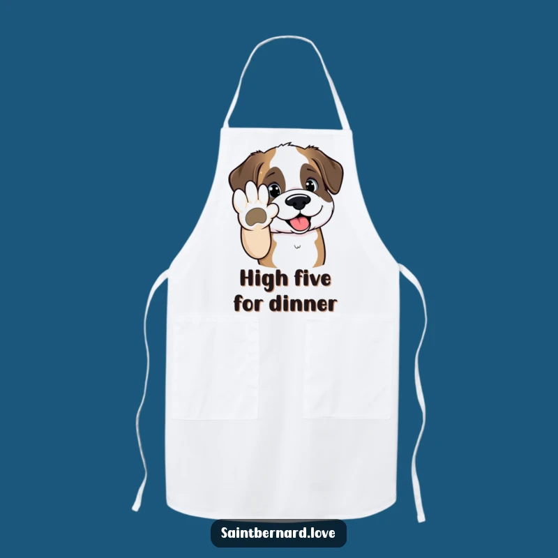 Funny Saint Bernard Apron - Kawaii High Five Kitchen Gift