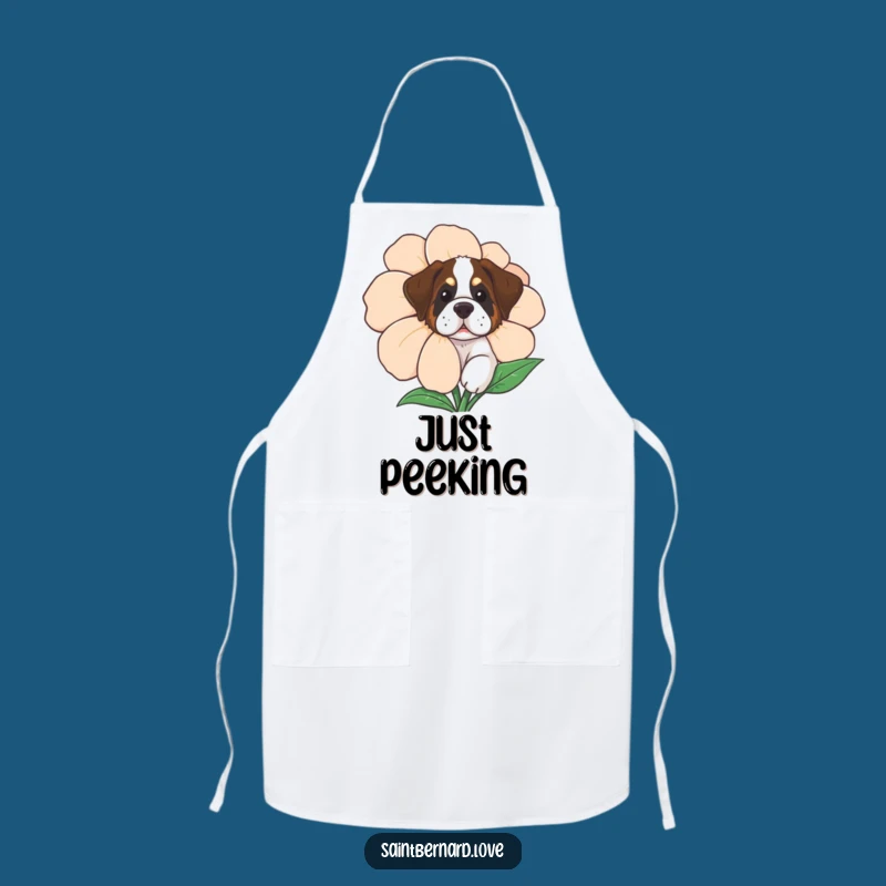 Funny Curious Saint Bernard Apron - Playful Dog Kitchen Wear, Great Funny Gift