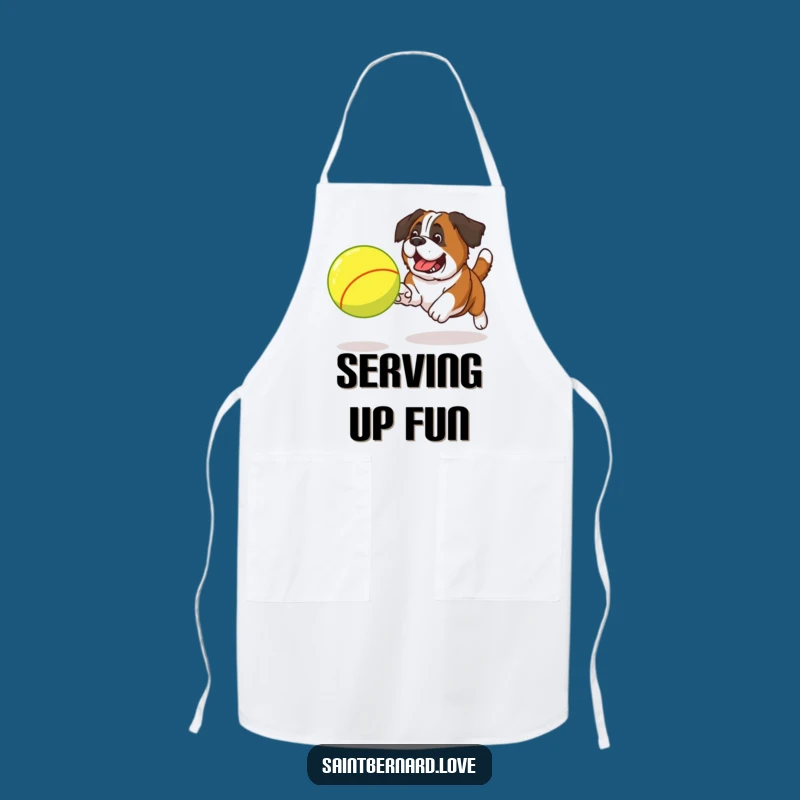 Funny Saint Bernard Tennis Ball Apron - Cook with Energetic Smiles!