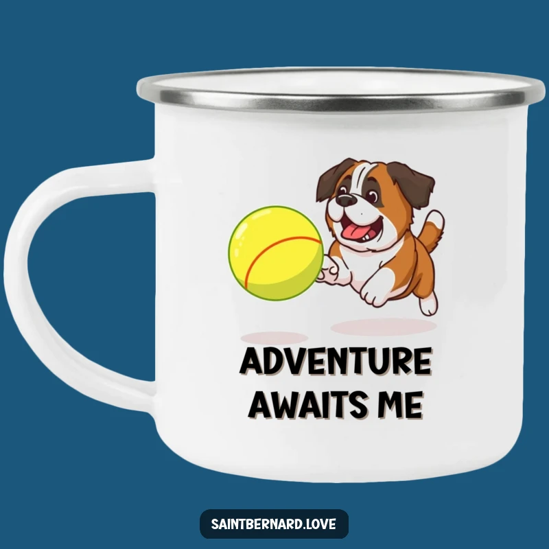 Funny Saint Bernard Tennis Ball Camping Mug - Fuel Your Adventures with Play!