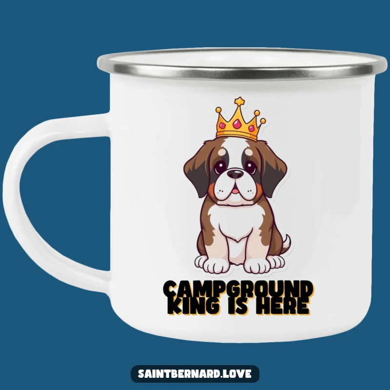 Funny Saint Bernard Camping Mug: Royal Kawaii King, Humorous Outdoor Gift