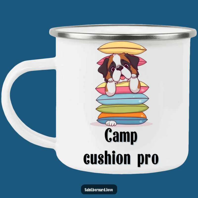Durable Funny Saint Bernard Cushion Camping Mug - Hilarious Outdoor Gift