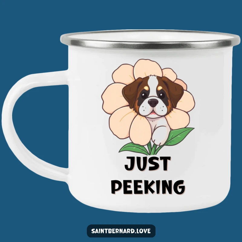 Funny Curious Saint Bernard Camping Mug - Playful Dog Outdoor Mug, Perfect Funny Gift