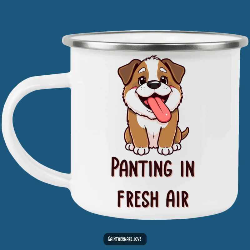 Funny Kawaii Saint Bernard Camping Mug - Happy Panting Adventure, Pup Fun
