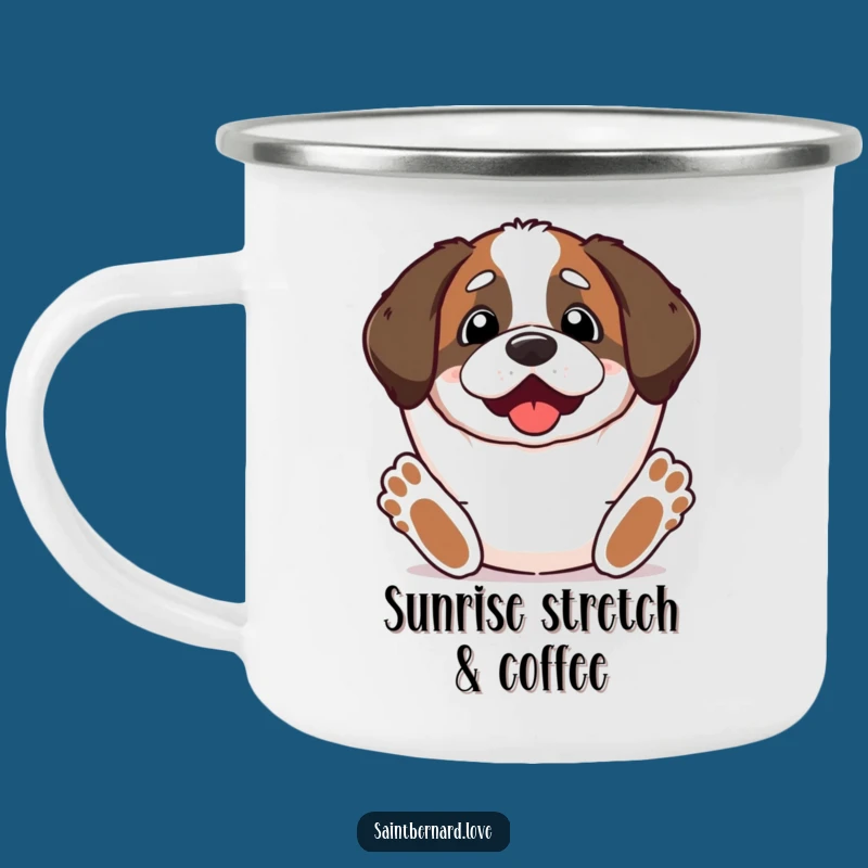 Funny Kawaii Saint Bernard Camping Mug - Outdoor Excitement & Paws Up