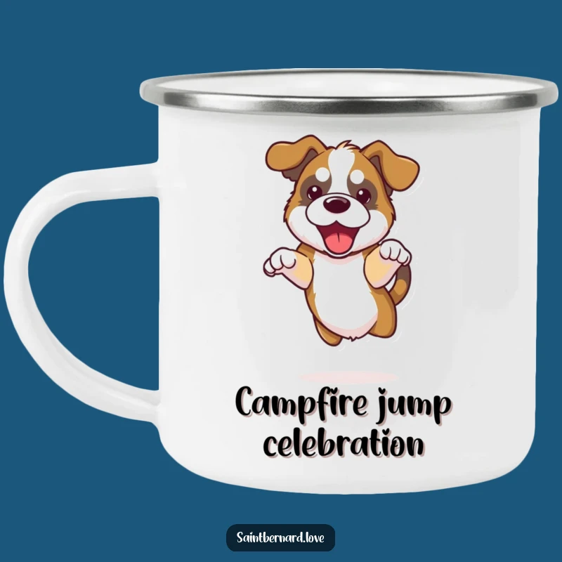 Funny Kawaii Saint Bernard Camping Mug - Outdoor Jump & Floppy Ears
