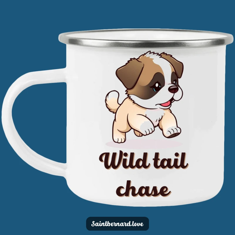 Funny Saint Bernard Camping Mug: Adventures with a puppy, a funny gift!