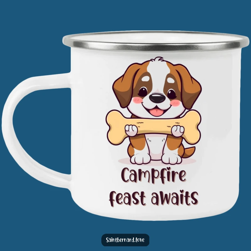 Funny Saint Bernard Camping Mug: Giant Bone Smile - Outdoor Generosity Gift