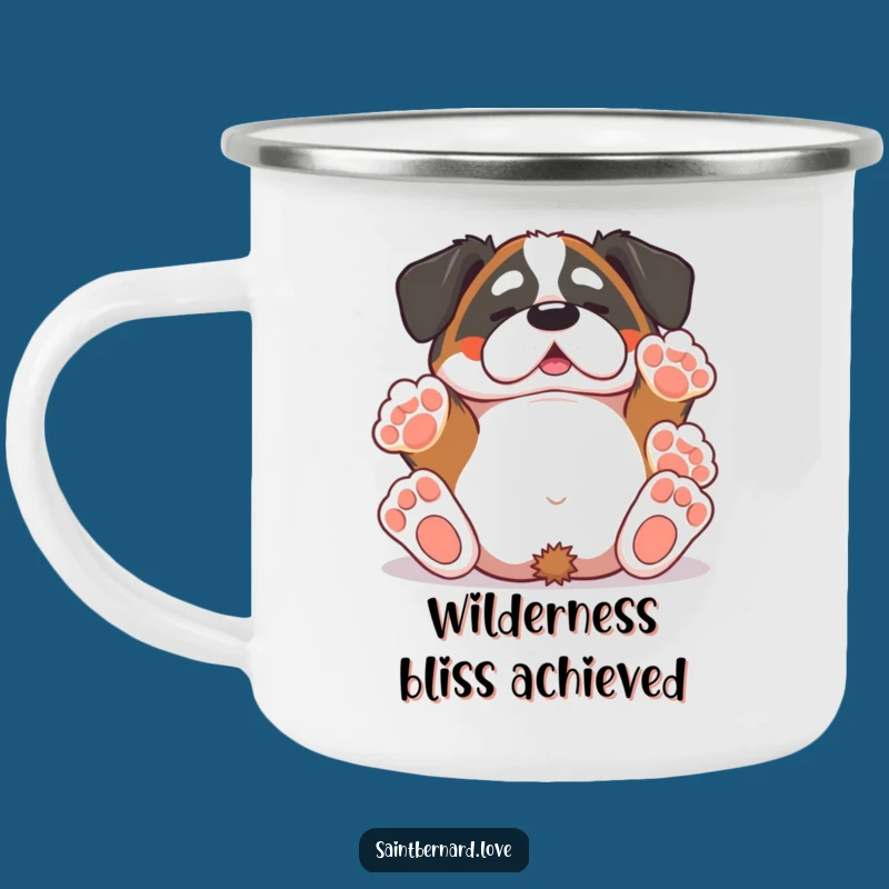 Funny Saint Bernard Camping Mug - Kawaii Rolling Paws Up Adventure Gift