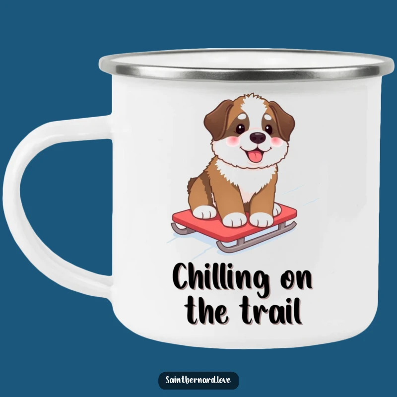 Funny Saint Bernard Camping Mug: Snowy Sledding, Rosy Cheeks, Perfect Humorous Gift