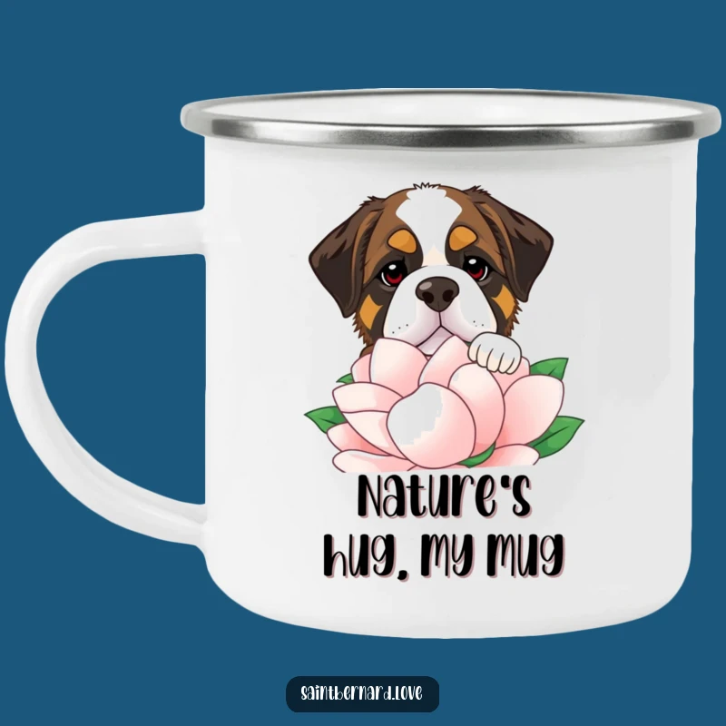 Funny Saint Bernard Flower Camping Mug - Adventure Ready Dog Lover Gift