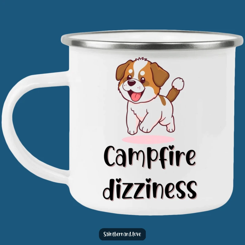 Funny Saint Bernard Puppy Camping Mug: Pup Playfulness for Outdoor Adventures Gift