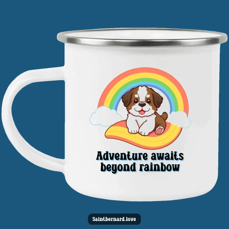 Funny Saint Bernard Rainbow Camp Mug - Adventurous Puppy Gift