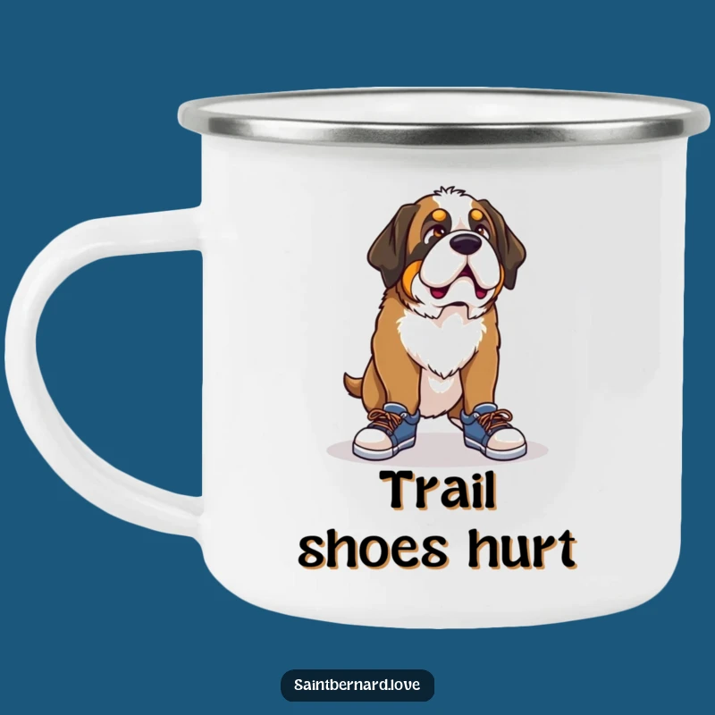 Funny Saint Bernard Shoe Camping Mug - Outdoor Mishap, Tiny Shoes