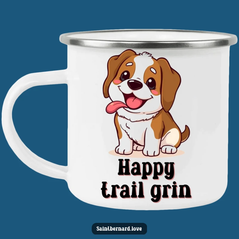 Funny Saint Bernard Camping Mug - Happy Grin Adventure Gift