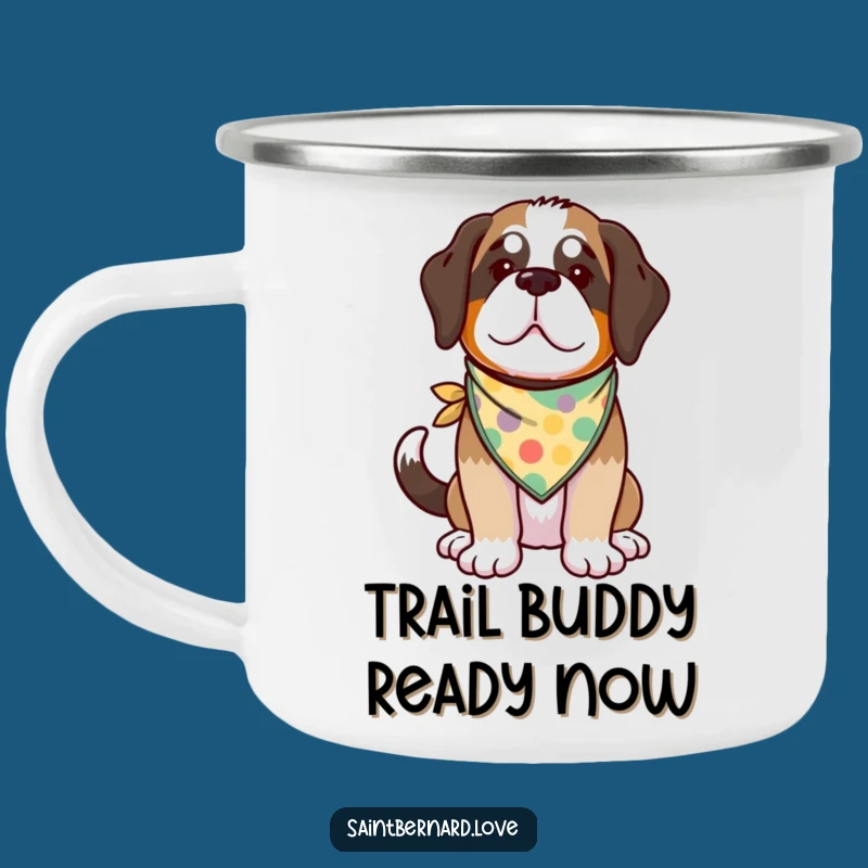 Funny Kawaii Saint Bernard Camping Mug - Outdoor Joy & Wagging Tail