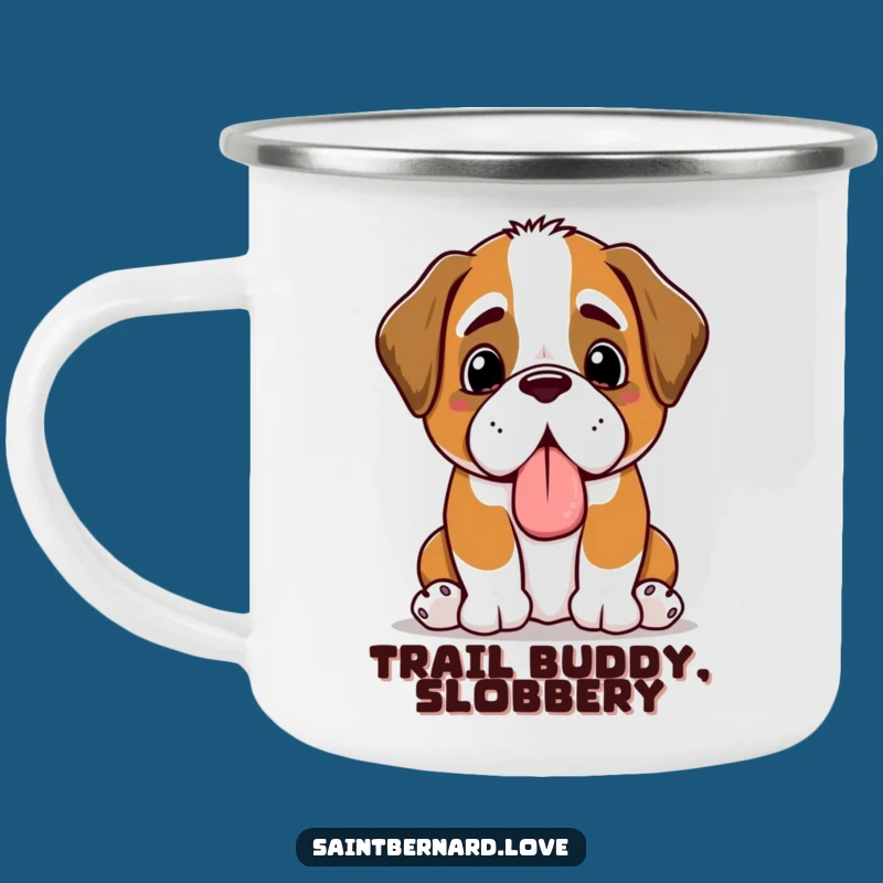 Adventure Ready Funny Kawaii Saint Bernard Camping Mug: Sip with a Smile
