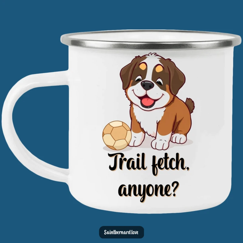 Funny Saint Bernard Ball Nudge Camping Mug - Adventure-Ready Dog Lover Gift