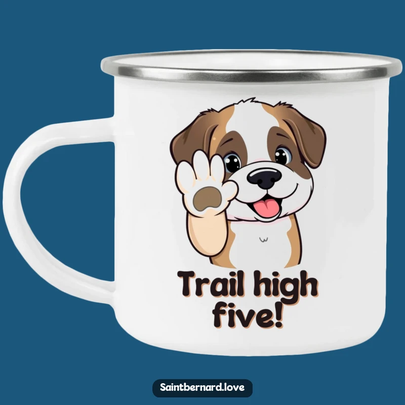Funny Saint Bernard Camping Mug - Kawaii High Five Adventure Gift