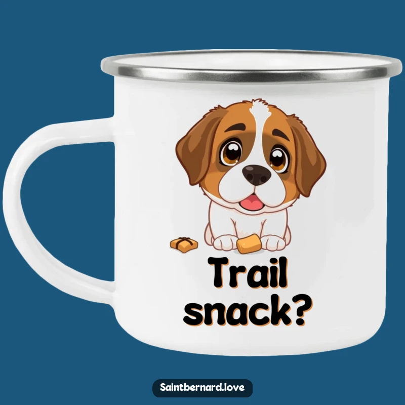 Funny Saint Bernard Treat Camping Mug: Durable Enamel Mug with a Hopeful Dog - Outdoor Fun!