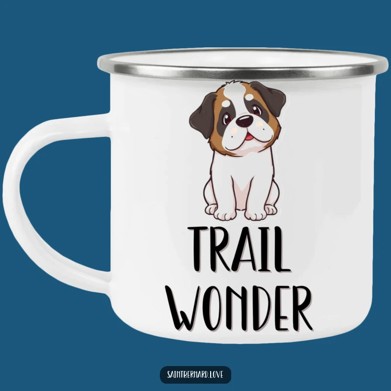 Funny Kawaii Saint Bernard Enamel Mug: Curious Adventures - Great Funny Gift