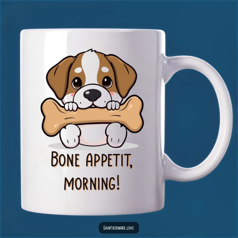 Funny Kawaii Saint Bernard Bone Mug - Hilarious Peek-a-Boo Dog Lover Gift