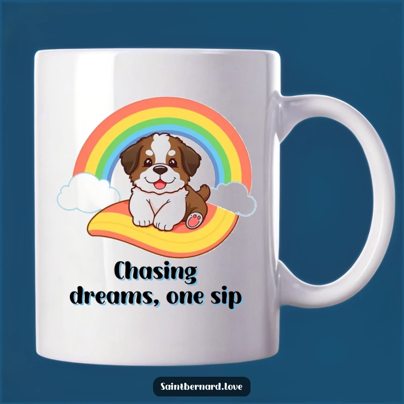 Funny Saint Bernard Rainbow Slide Mug - Adorable Puppy Gift