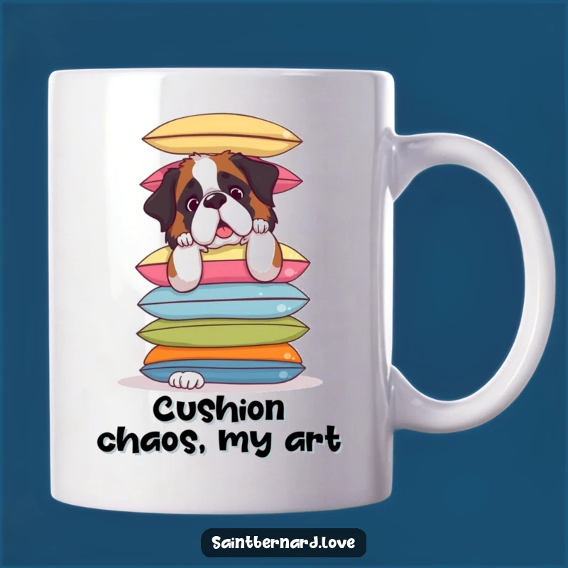 Funny Saint Bernard Cushion Balance Mug - Hilarious Dog Lover Gift