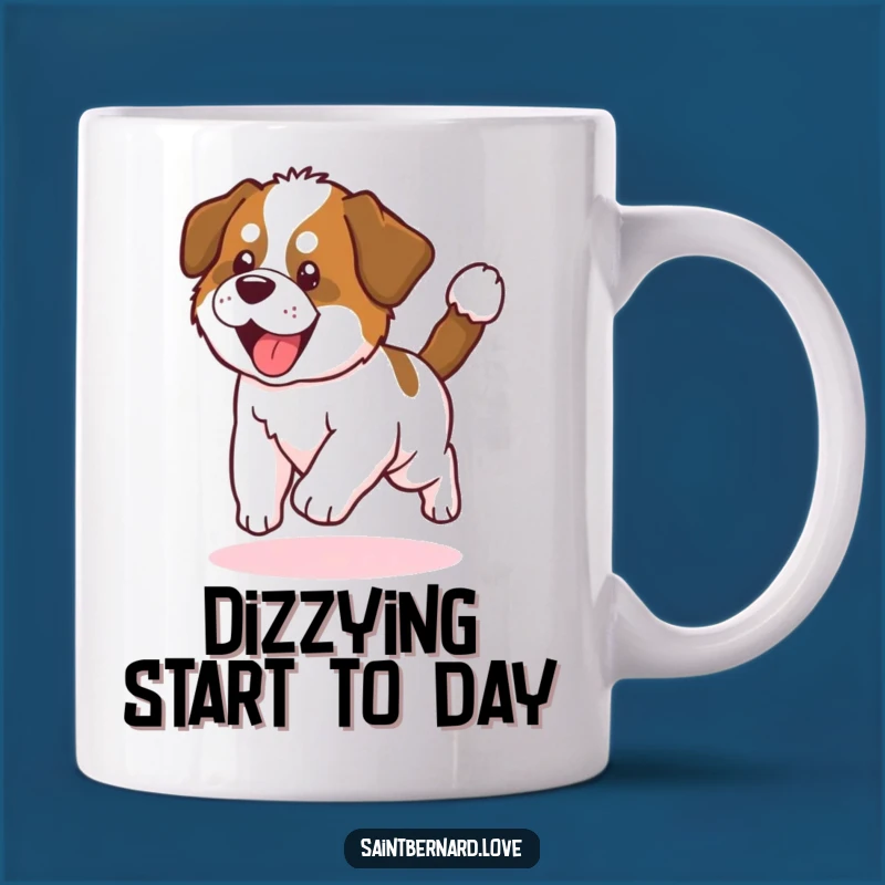 Funny Saint Bernard Puppy Mug: Adorable Tail-Chasing Gift for Dog Lovers