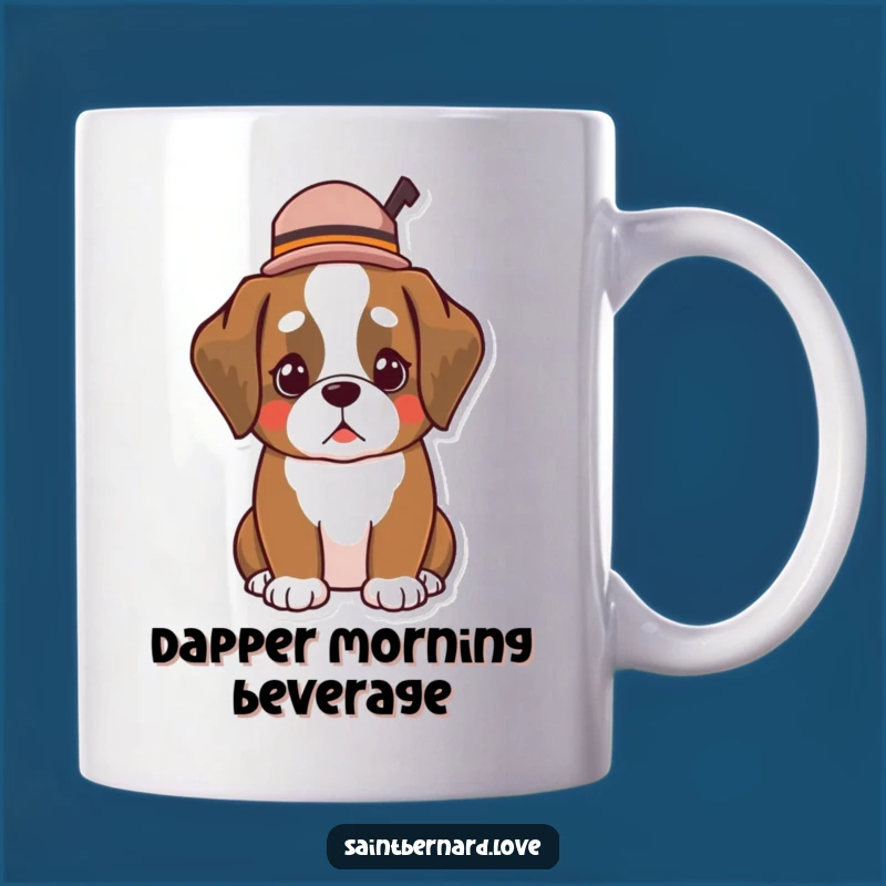 Funny Kawaii Saint Bernard Hat Mug: A Dapper Dog for Your Morning Brew