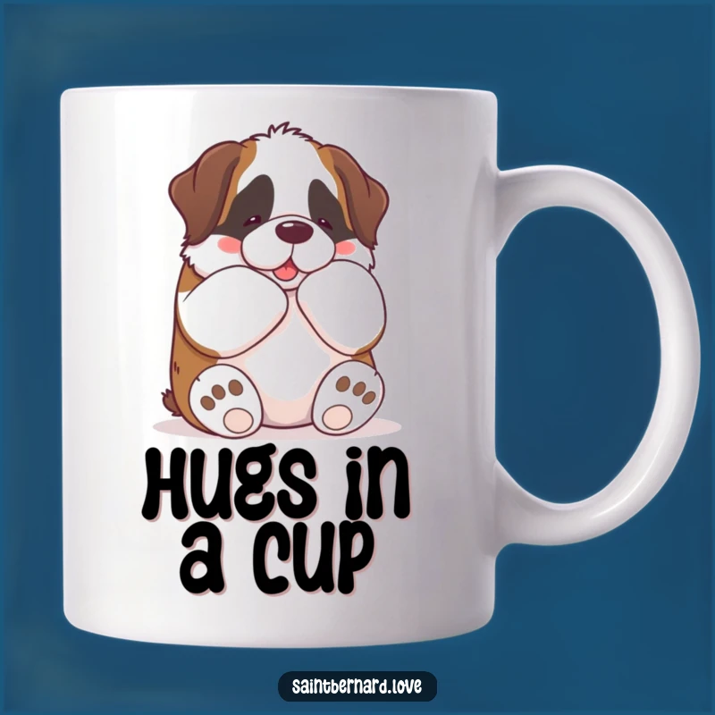 Funny Kawaii Saint Bernard Hug Mug: Big Paws, Big Love - Perfect Funny Gift