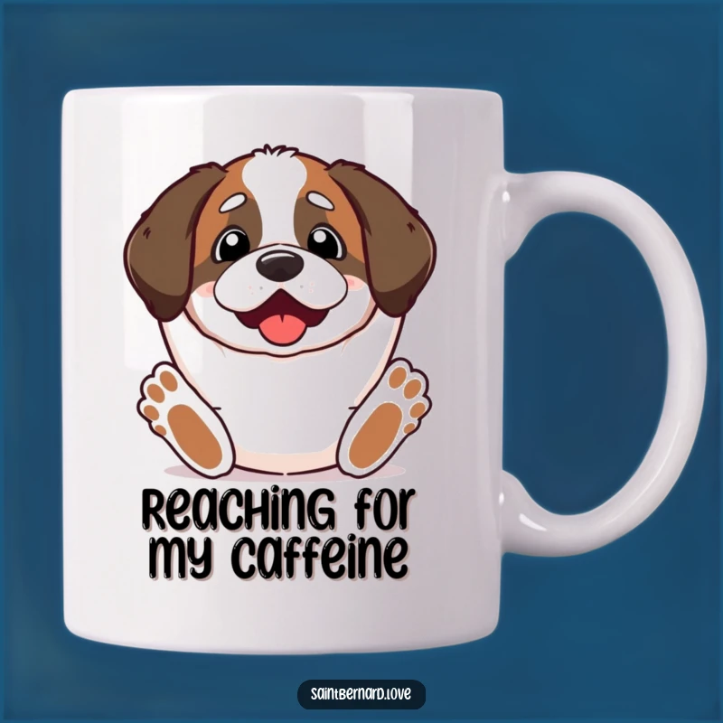 Funny Kawaii Saint Bernard Mug - Excited Paws Up Dog Lover Gift