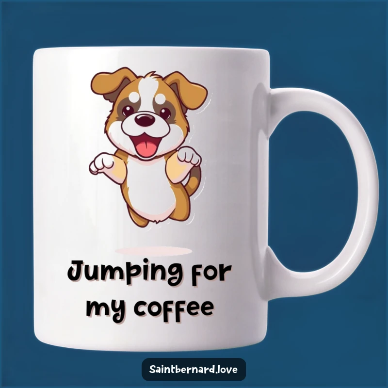 Funny Kawaii Saint Bernard Mug - Happy Jump Floppy Ears Dog Gift