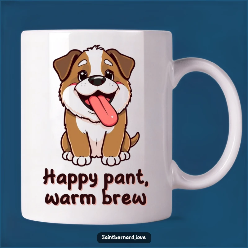 Funny Kawaii Saint Bernard Mug - Happy Panting Pup, Adorable Gift