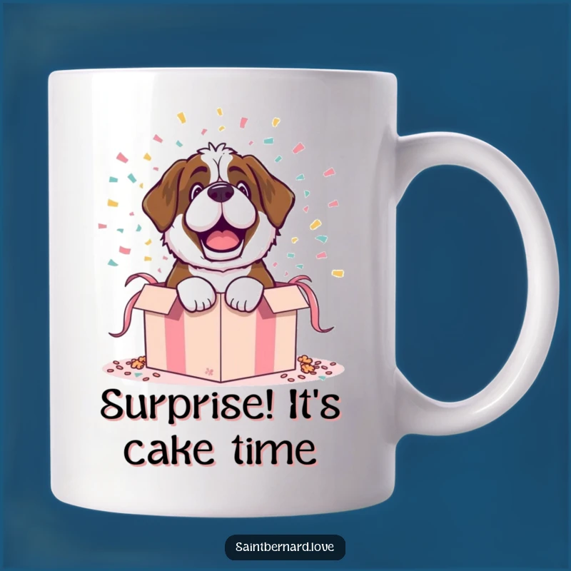 Funny Saint Bernard Gift Mug - Dramatic Box Burst Surprise, Hilarious Present