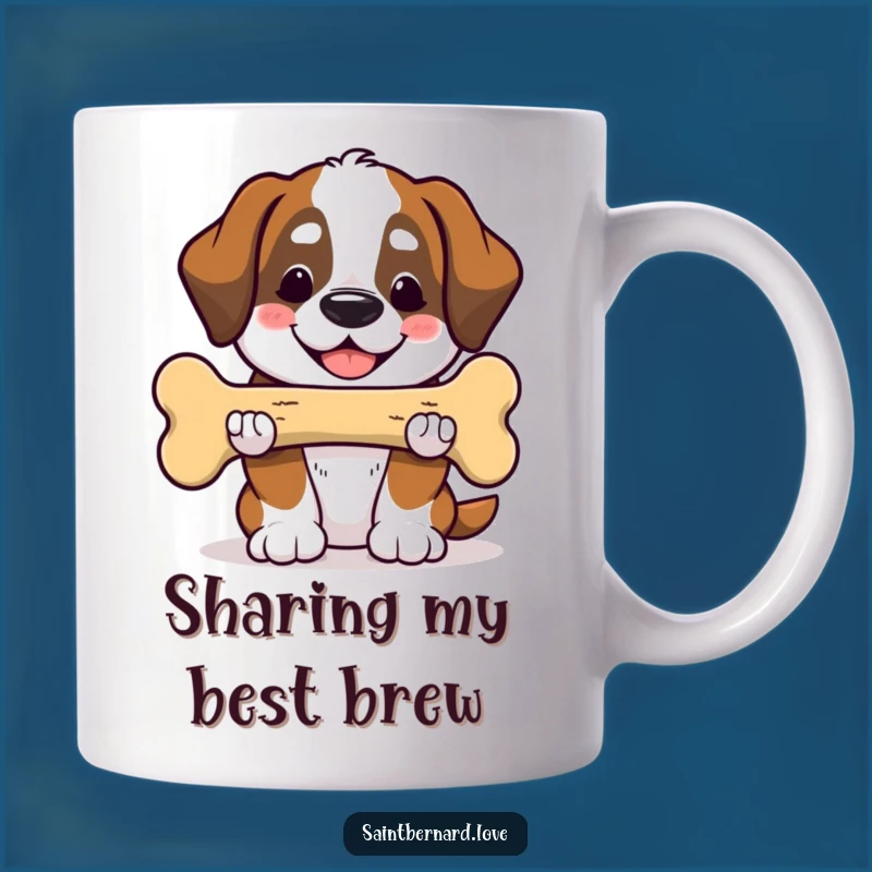 Funny Saint Bernard Mug: Generous Pup with Giant Bone - Heartwarming Dog Gift