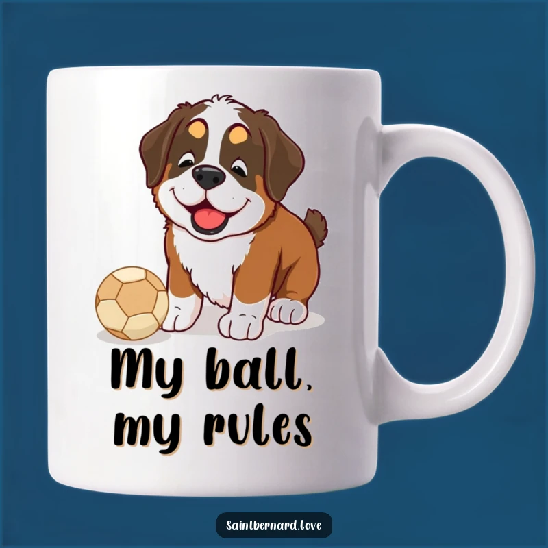 Funny Saint Bernard Nudging Ball Mug - Adorable Dog Lover Gift Idea