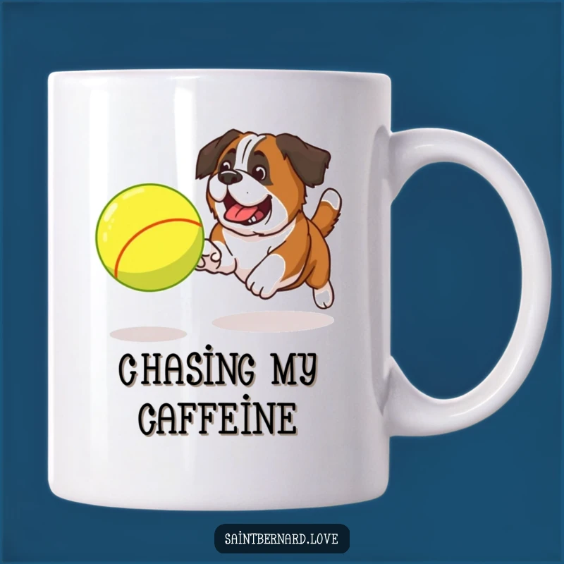 Funny Saint Bernard Tennis Ball Mug - Energetic Fun for Dog Lovers!