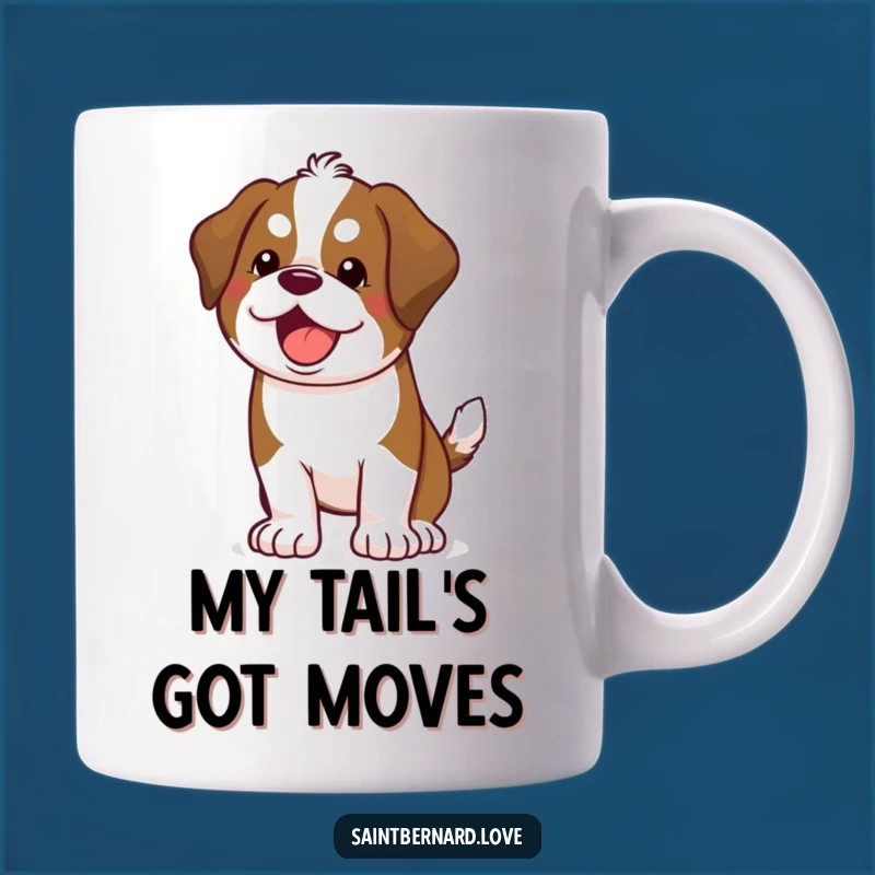 Funny Saint Bernard Wagging Tail Mug - Happy Dog Lover Gift
