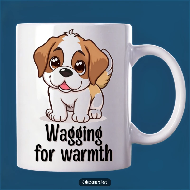 Funny Saint Bernard Wagging Tail Mug: Joyful Giant Dog Lover's Gift