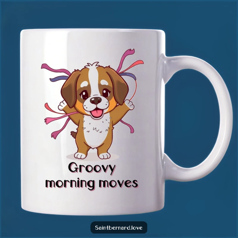 Funny Saint Bernard Dance Party Mug: Floppy Ears & Festive Fun Gift